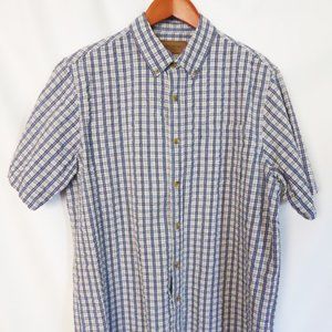 CLEAR WATER OUTFITTERS BLUE CREAM WHITE PLAID BUTTON DOWN SHIRT (PRE-OWNED) L
